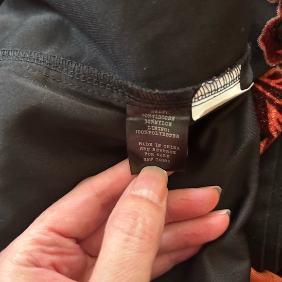 Adiva Black and Burgundy Velour Floral Mini Dress, Size Med - Picture 5 of 7